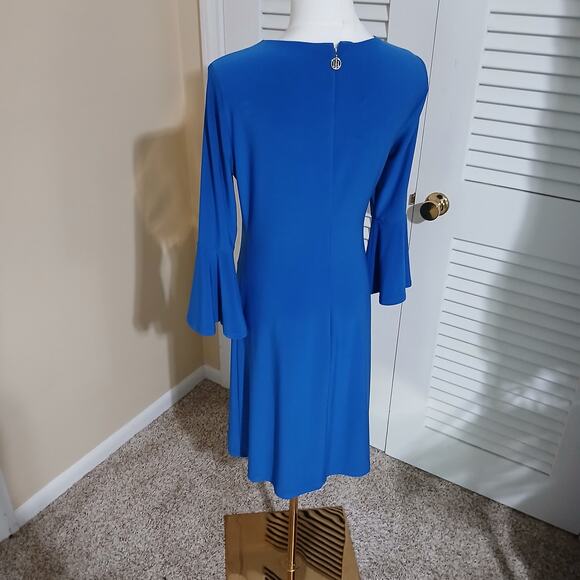 Tommy HIlfiger SZ 2 Royal Blue Long-bell-sleeved Knee-Length Hidden Zipper Dress - Picture 7 of 11